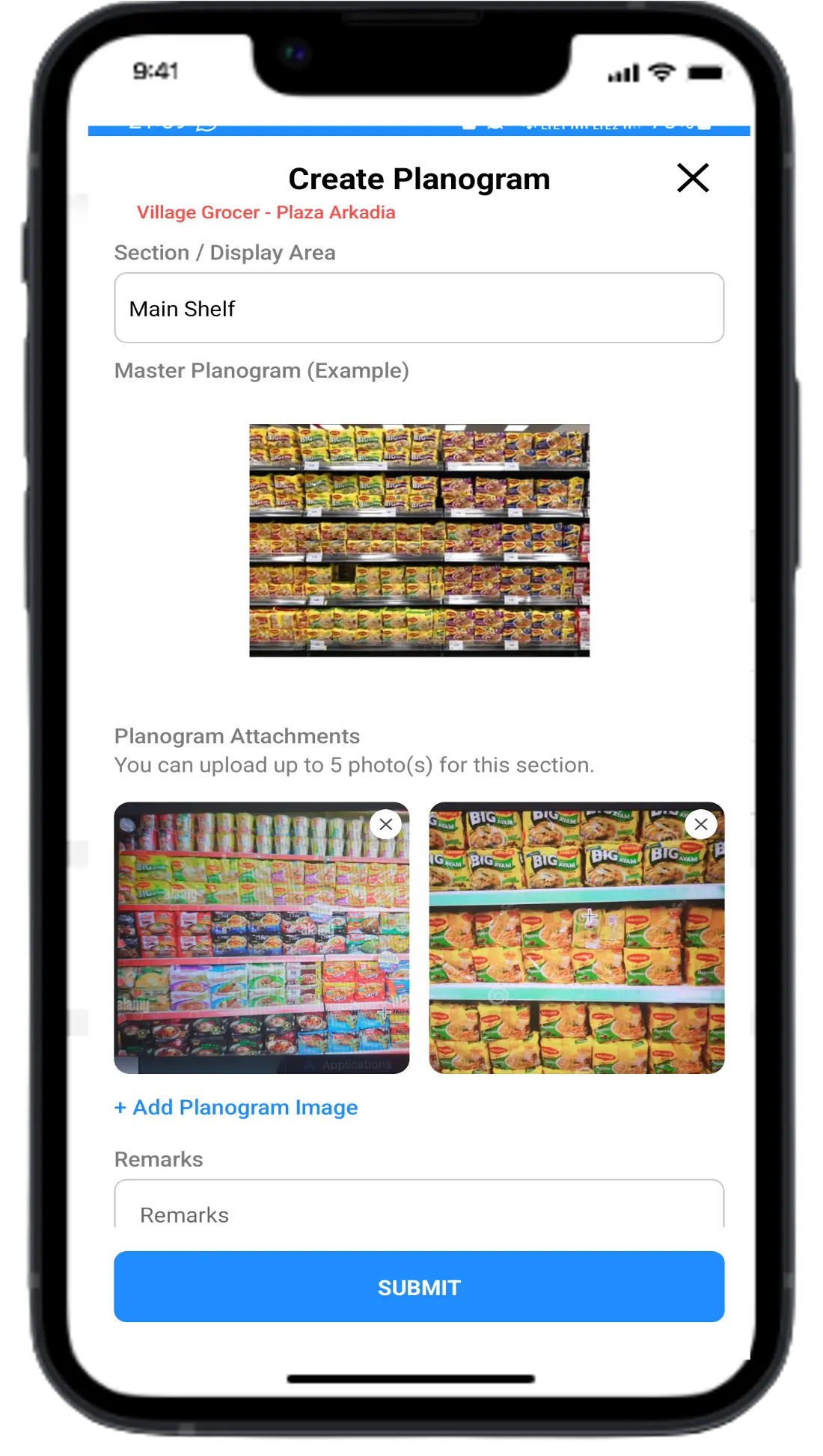 Field sales representative checking FMCG product shelves in a retail store