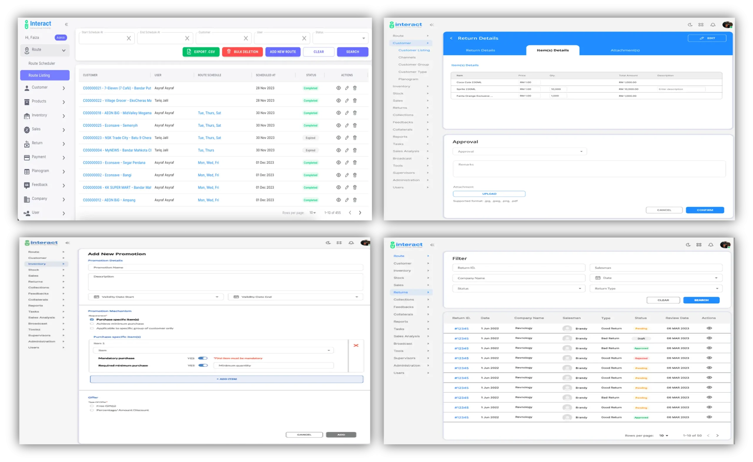 System administration dashboard for managing business operations and reports