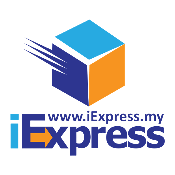 iExpress logo with a blue and orange delivery box icon and the website text www.iExpress.my