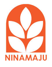 Ninamaju logo with an orange arch and white leaf design.