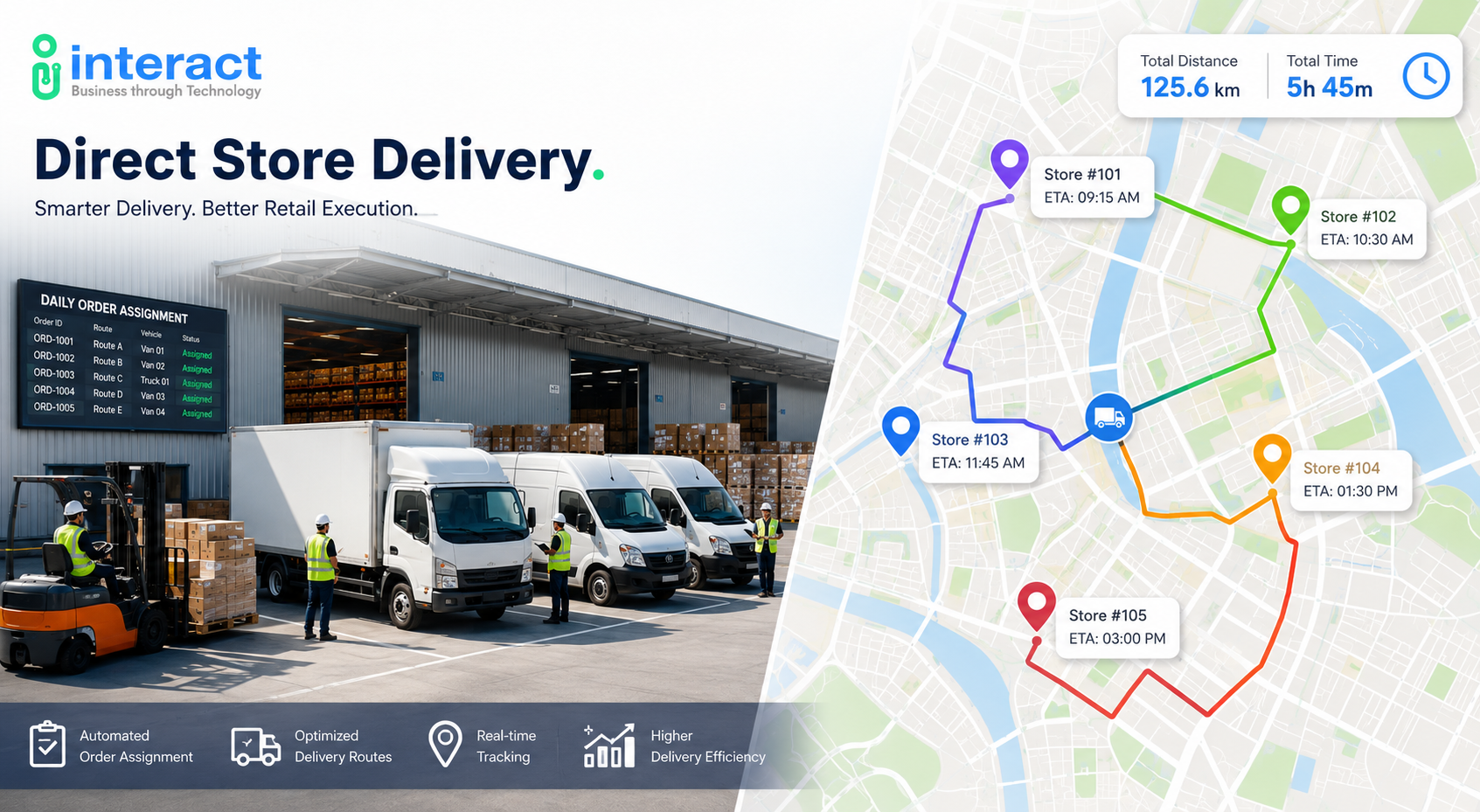 Dashboard showing FMCG delivery route optimisation and electronic proof of delivery tracking
