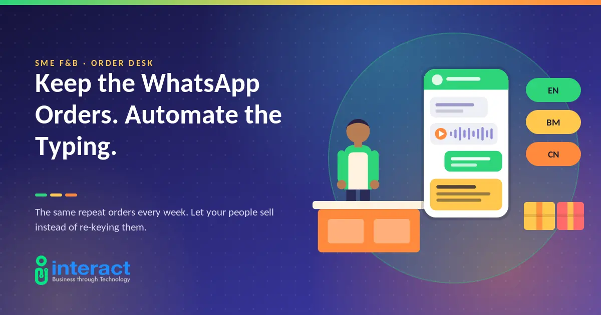 WhatsApp chat with food and beverage trade order being automatically converted into a digital sales order